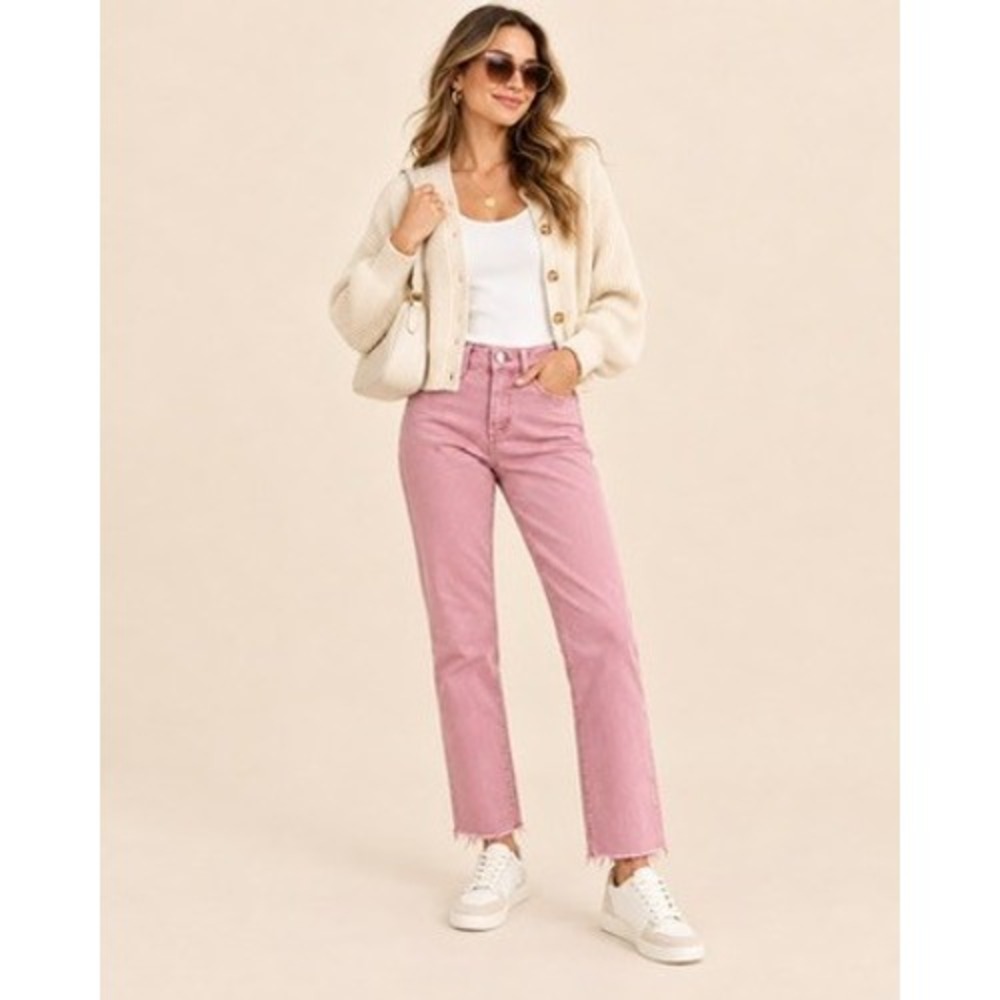 NWT Women's Paige Cindy High Rise Straight Raw Hem Ankle Jeans Size (waist) 25" - Picture 2 of 13
